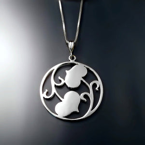 heart leaf medallion pendant white gold