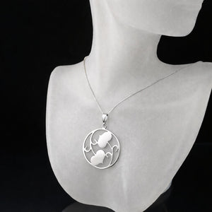 heart leaf medallion pendant white gold