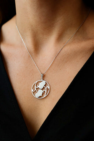 heart leaf medallion pendant white gold on model