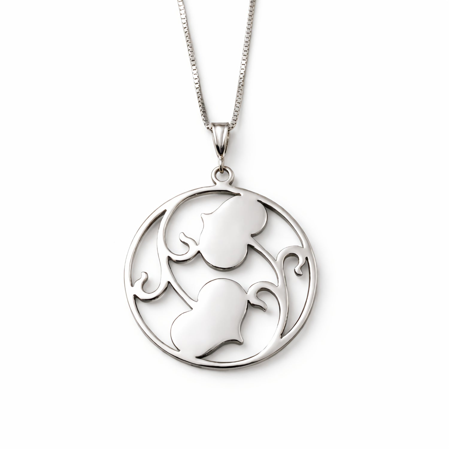 heart leaf medallion pendant white gold