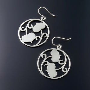 heart leaf silver statement earrings