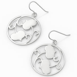 heart leaf sterling silver statement earrings
