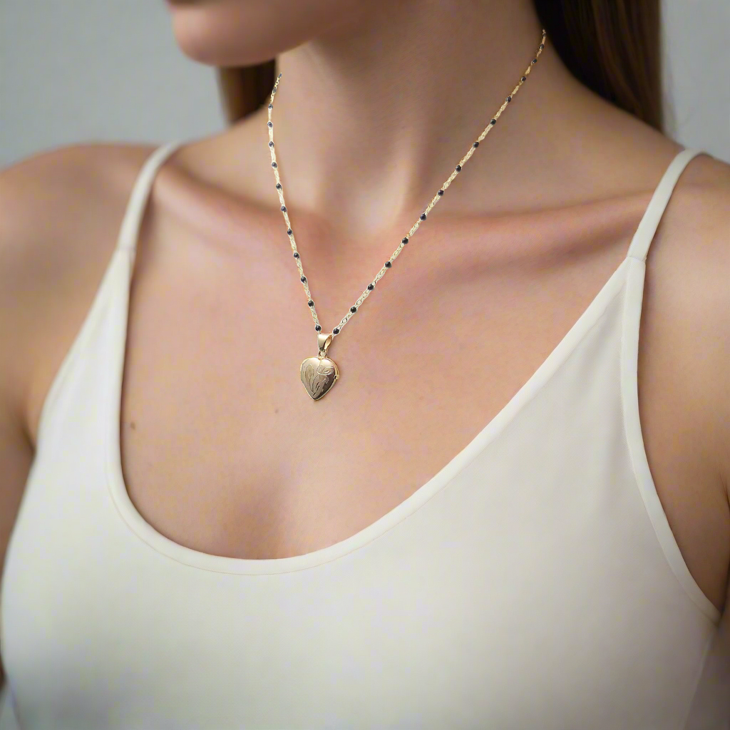 Locket And Chain Heart Locket Pendant or Necklace in 14K Yellow Gold - Zoran Designs