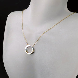 interlocked circles necklace in two tone gold