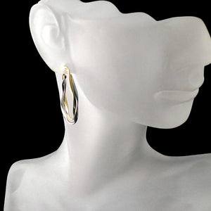 intertwined two tone gold hoop earrings
