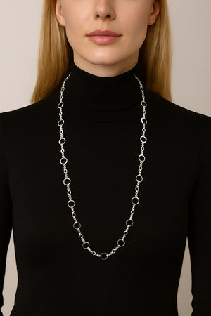 ladies long silver chain necklace