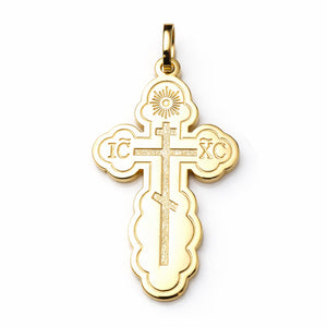 large traditional orthodox cross pendant yellow gold