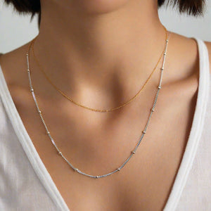 layering two tone gold chain necklace