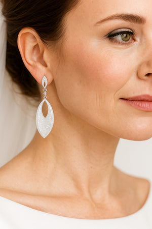 long pave set silver CZ imitation diamond earrings bridal or evening