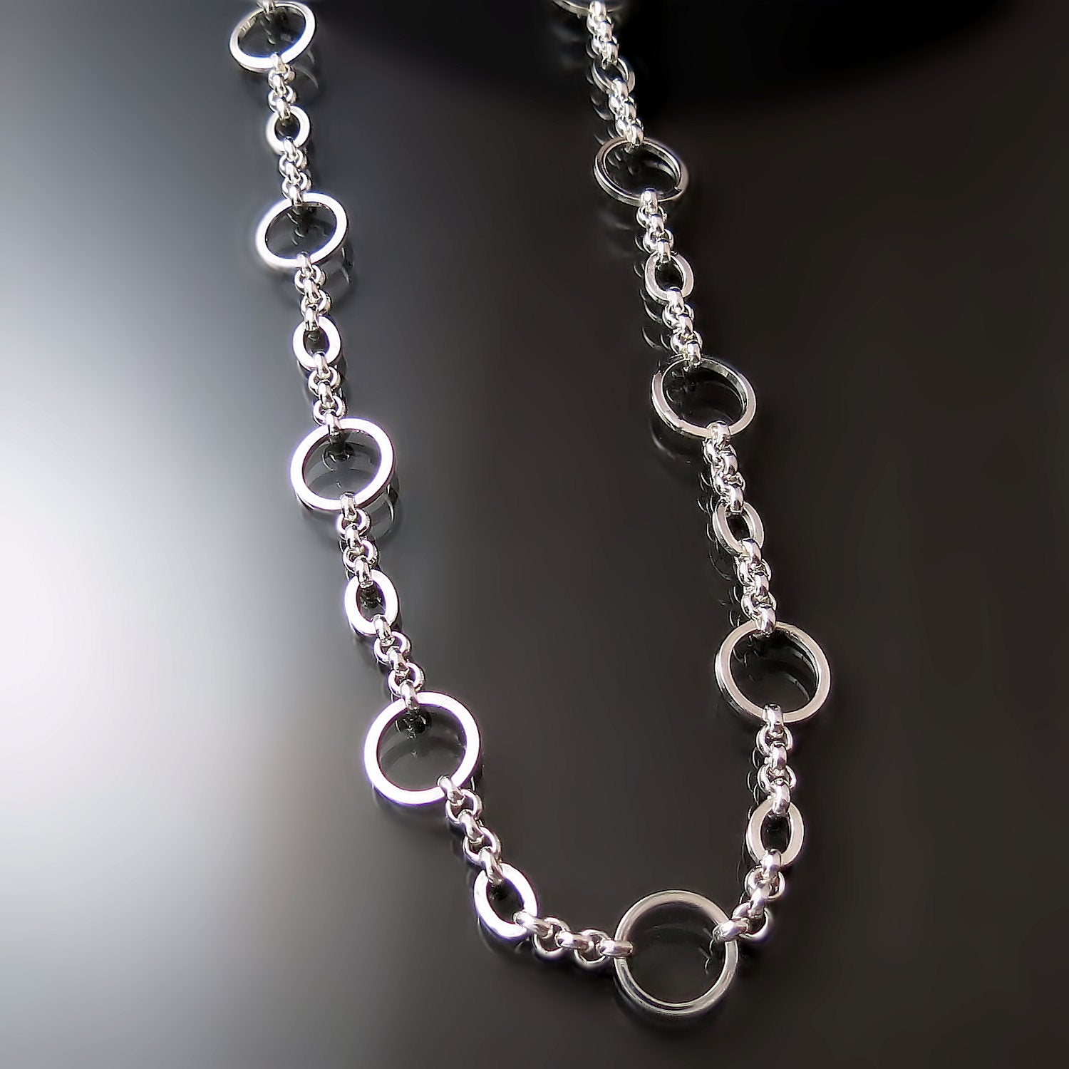 long silver necklace 30 inch length