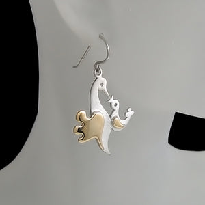 mama and baby bird earrings