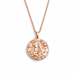  mary and baby jesus madonna bogorodica necklace in rose gold
