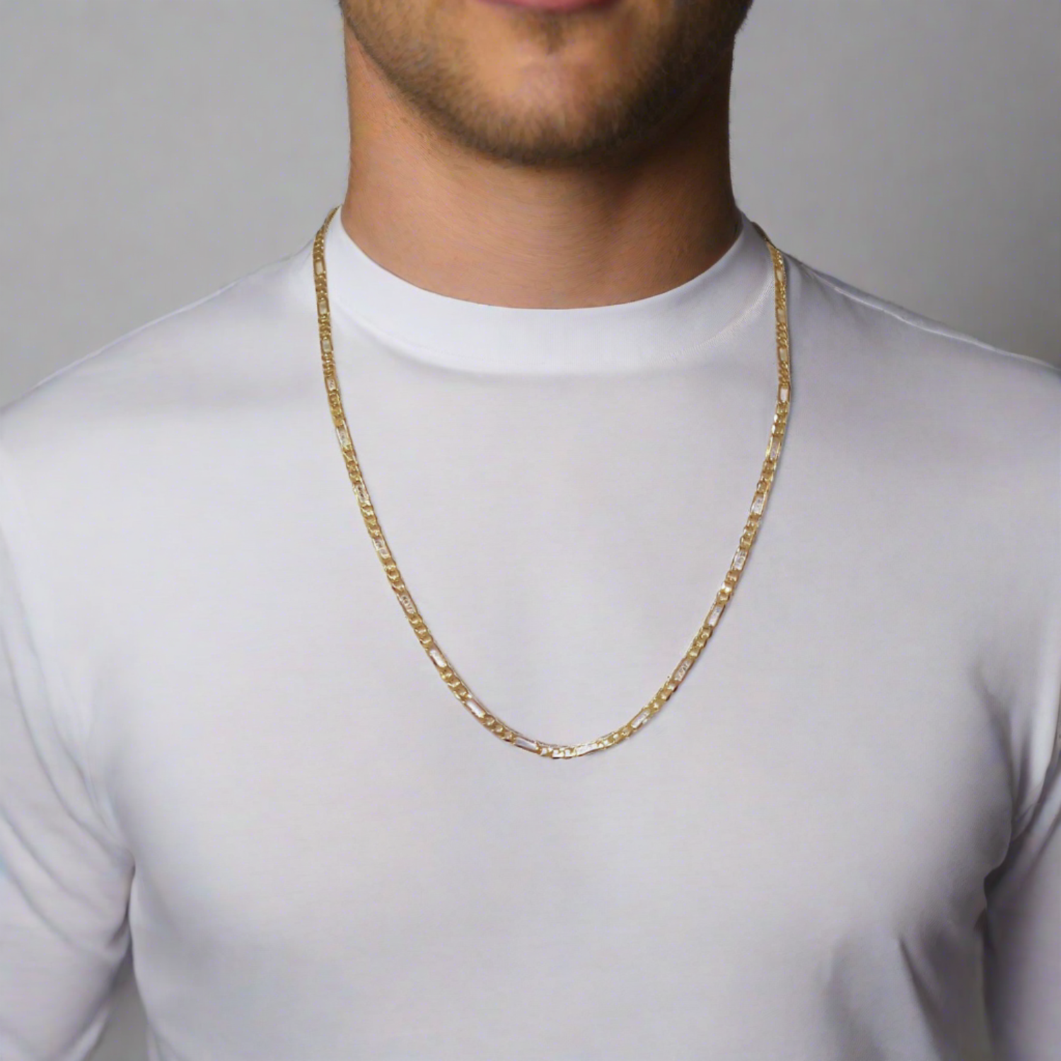 4 mm wide figaro chain 14K yellow gold