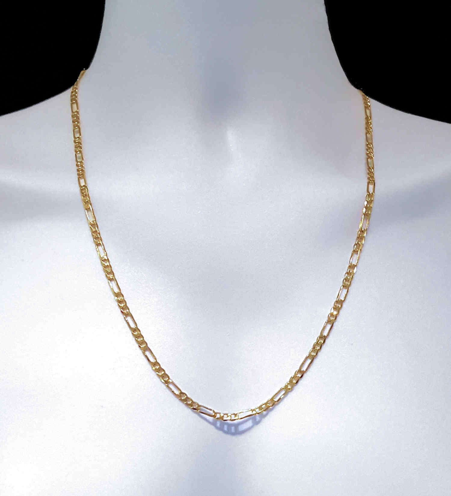 4mm Wide Figaro Style Gold Chain in Solid 14K Gold Yellow or White 14K White / 24
