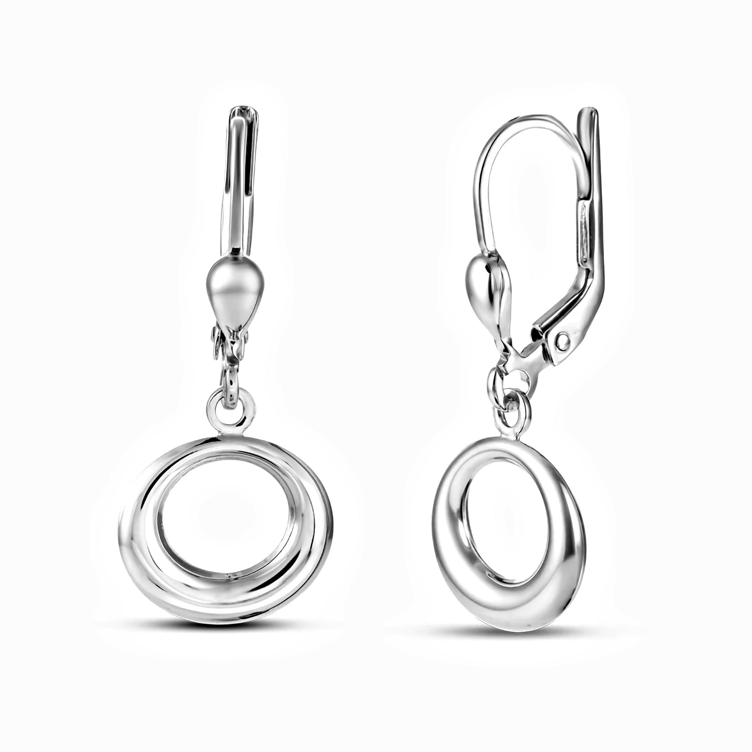 minimalist earrings circle dangle white gold
