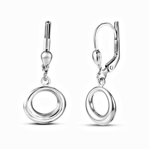 minimalist earrings circle dangle white gold