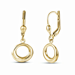 minimalist earrings circle dangle yellow gold