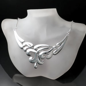 modern elegant silver statement necklace