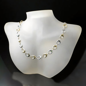 crescent link two tone gold necklace