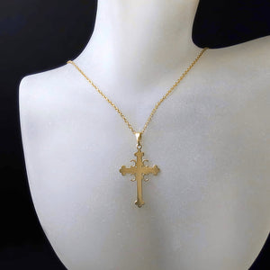 modern Serbian cross necklace in gold