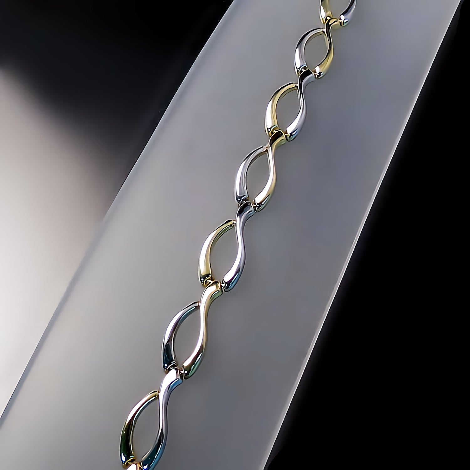 modern elegant two tone gold bracelet