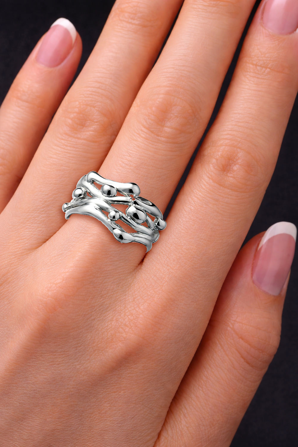 organic wide statement ring sterling silver