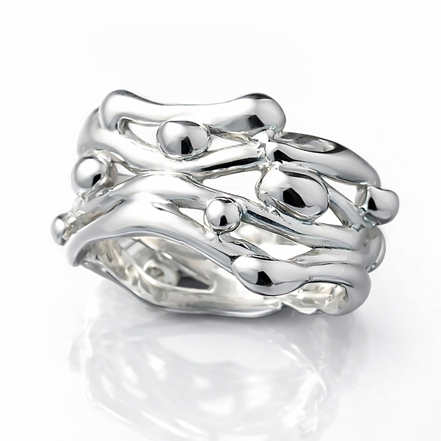 organic wide statement ring sterling silver