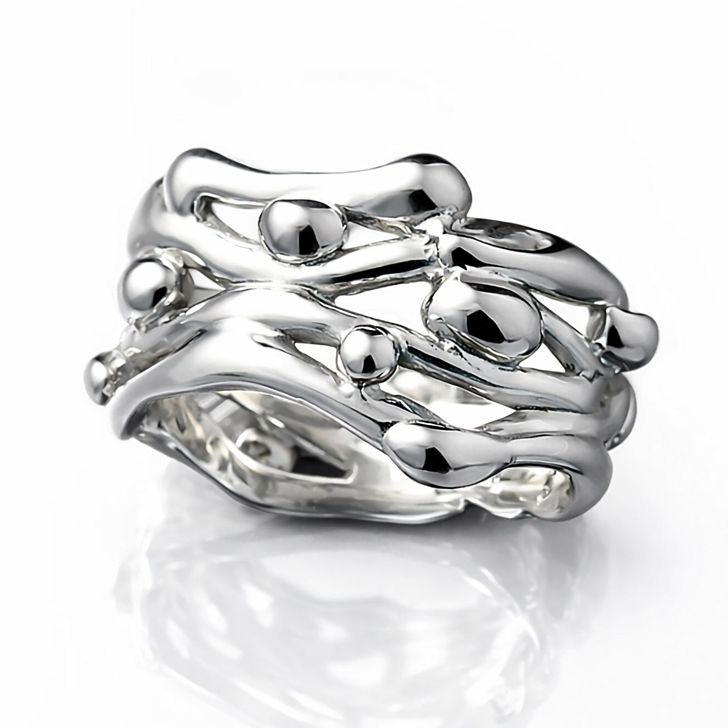 organic wide statement ring white gold