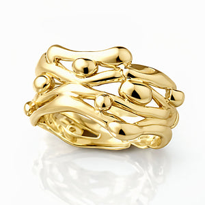 organic wide statement ring in yellow gold