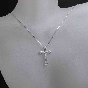 Orthodox Cross Necklace with Diamonds White Gold