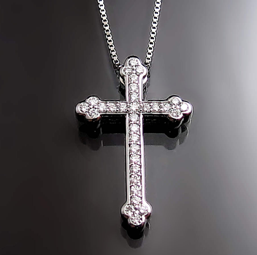 Orthodox diamond cross pendant necklace