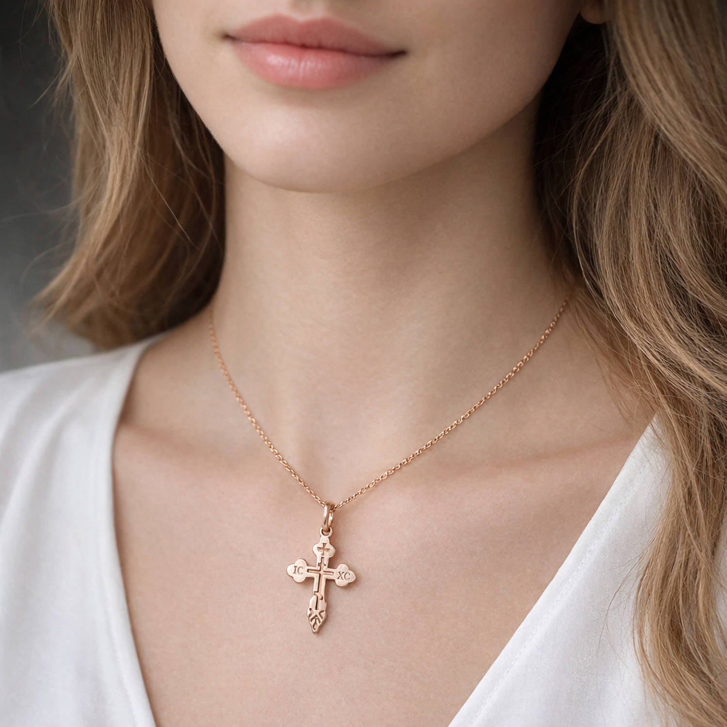 pendant rose gold orthodox cross