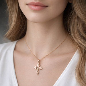rose gold orthodox cross necklace