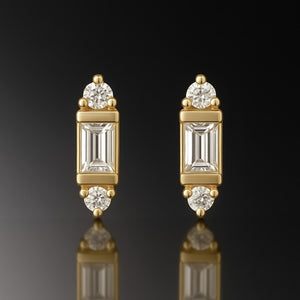 Petite baguette diamond stud earrings