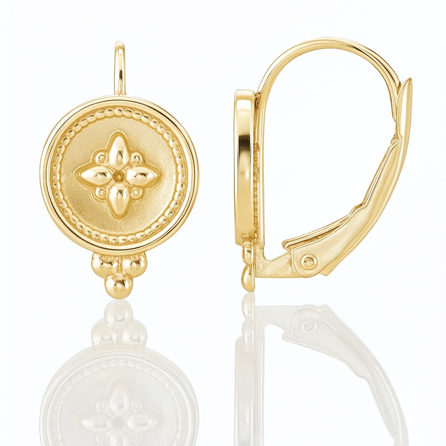 petite byzantine medallion earrings in yellow gold