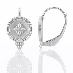 petite byzantine medallion earrings in white gold