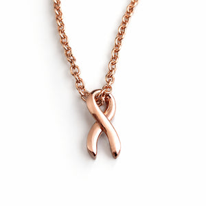 pink breast cancer awareness ribbon charm 14K rose gold