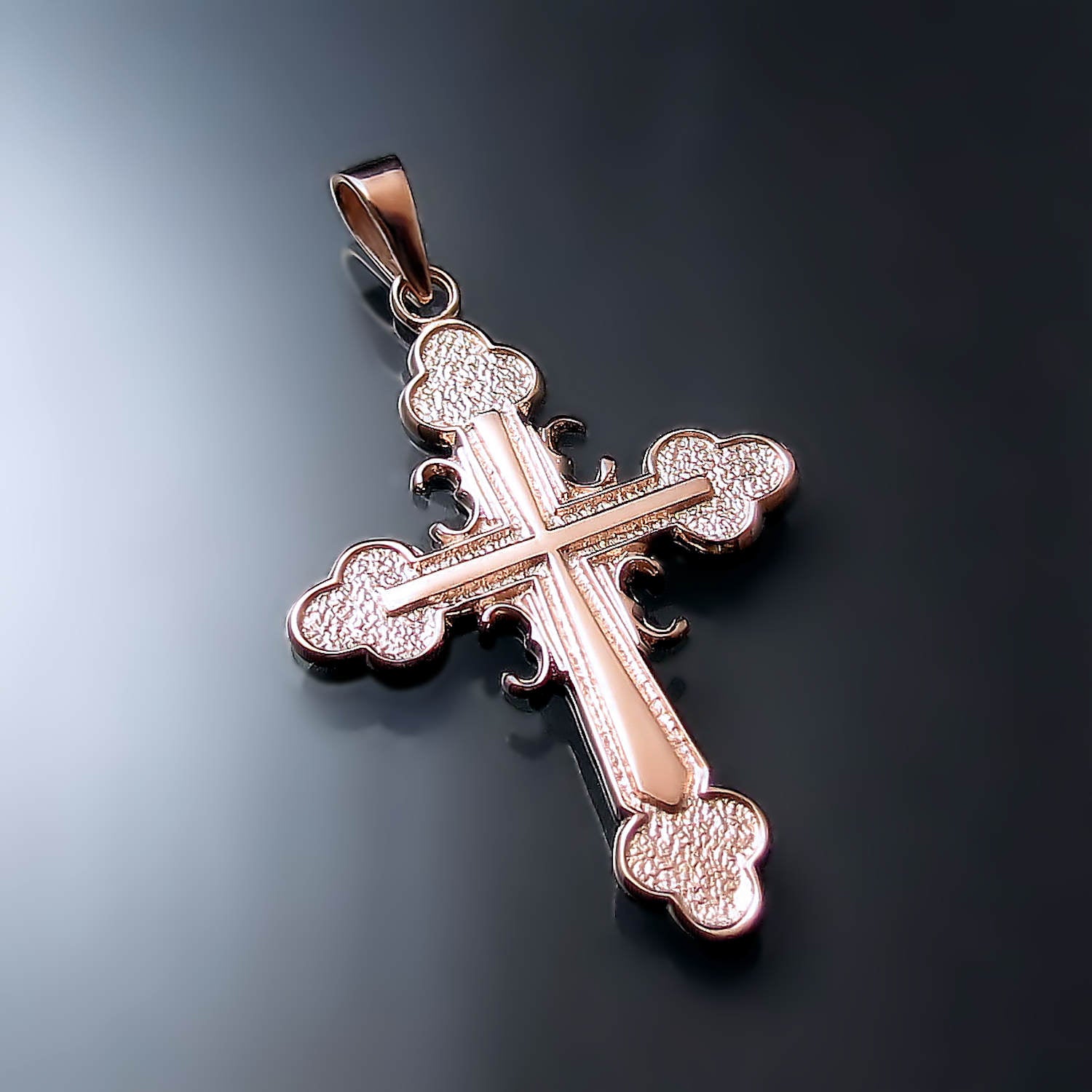 rose gold Serbian Orthodox cross