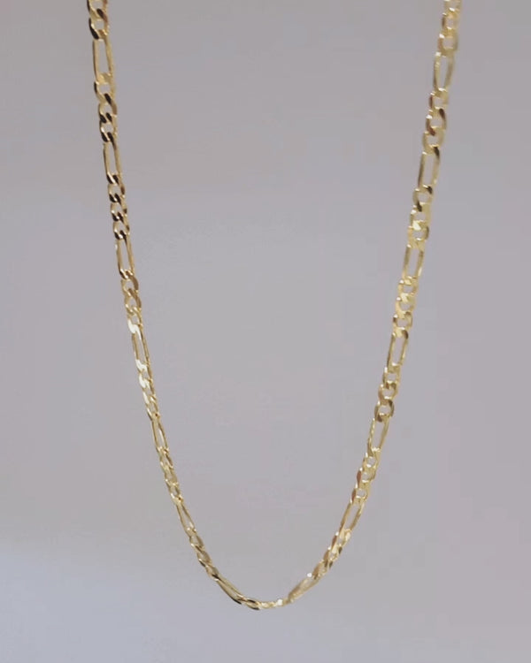 3 mm Wide Figaro Style Chain in Solid 14K Gold Yellow or White - Zoran ...