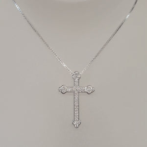 Diamond orthodox cross pendant necklace