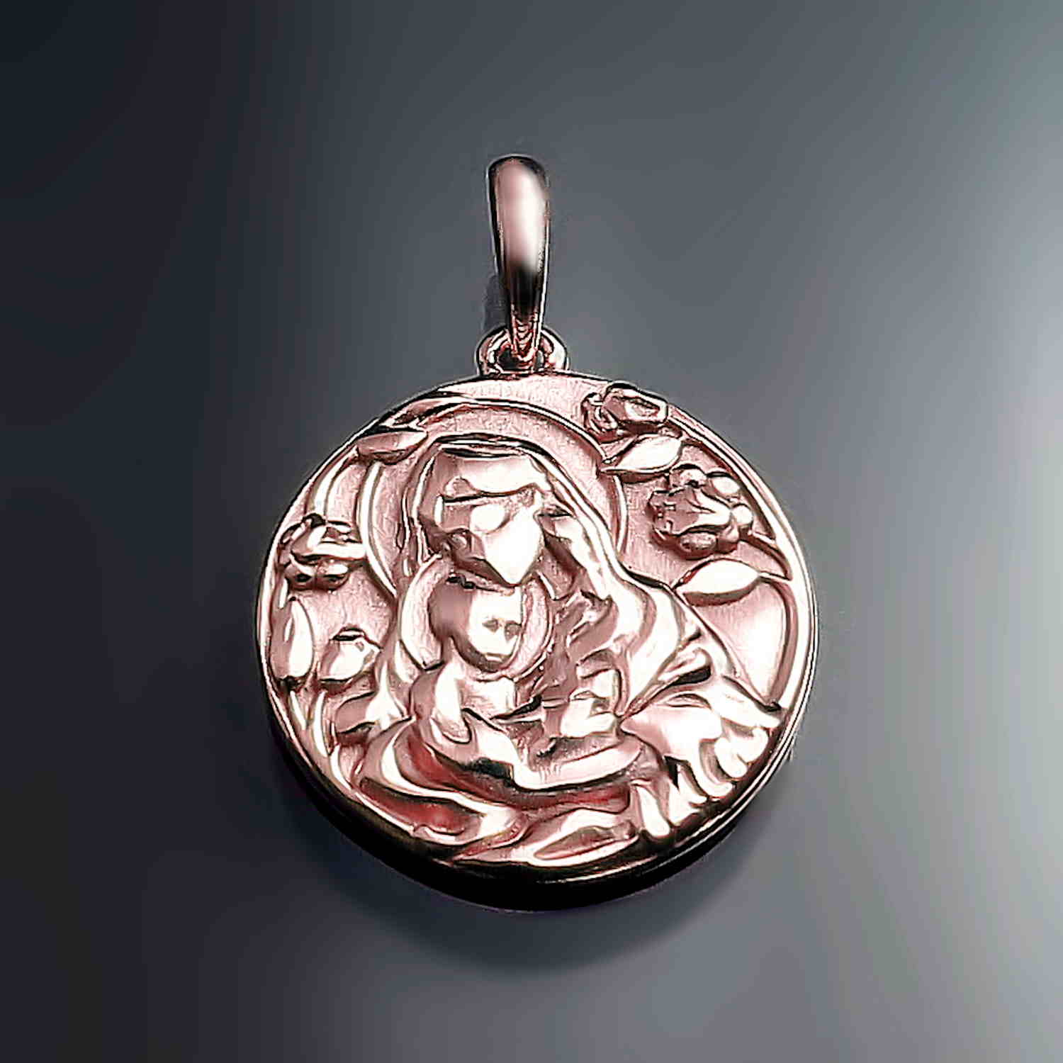 Rose Gold Bogorodica Madonna Virgin Mary Pendant