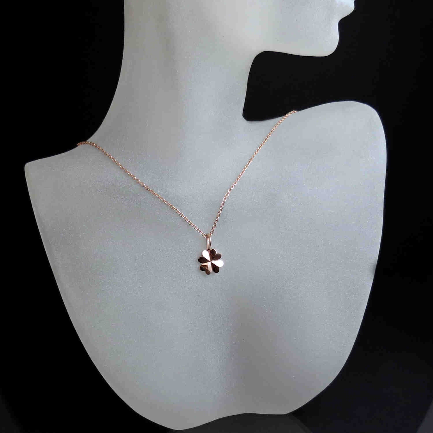 Tiny Lucky Clover Pendant in 14K Gold - Charms for Cancer
