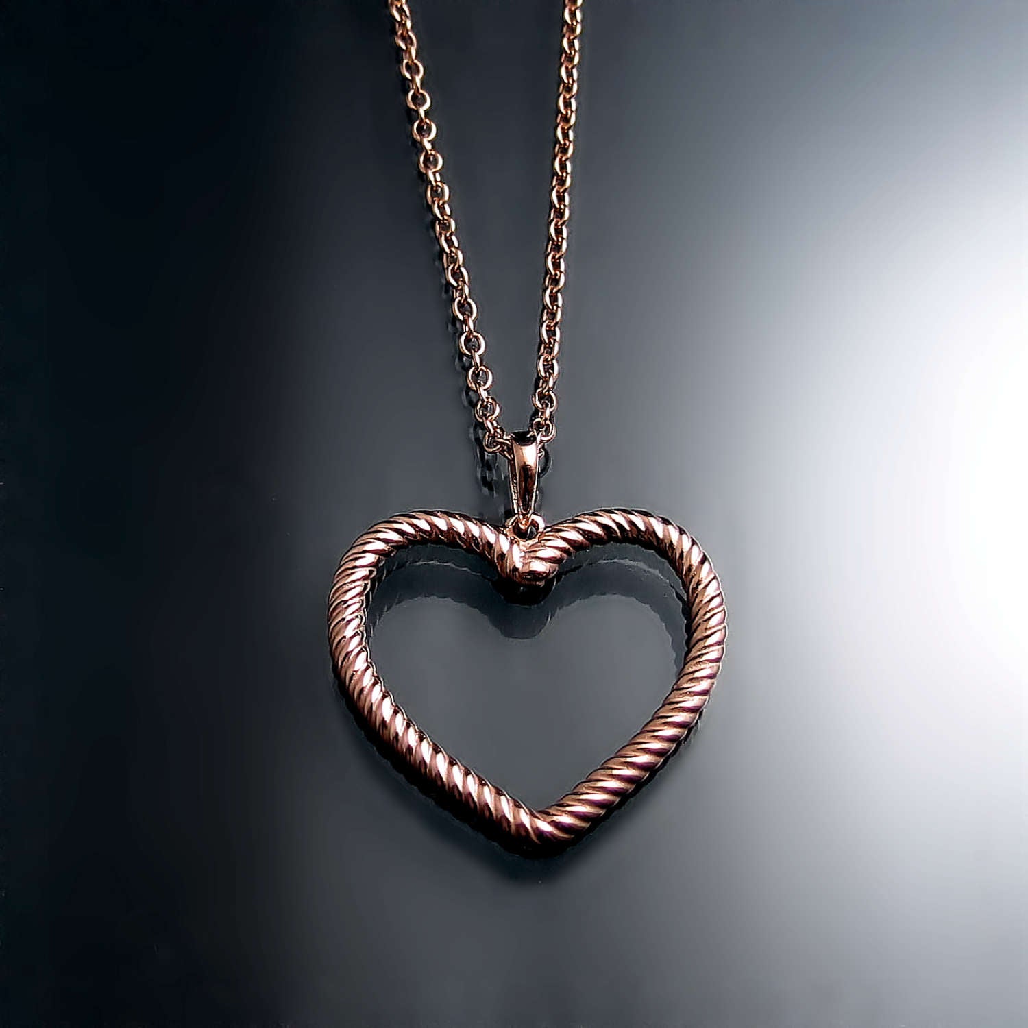 Rose gold heart pendant necklace 14K