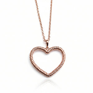 rose gold rope heart pendant or necklace