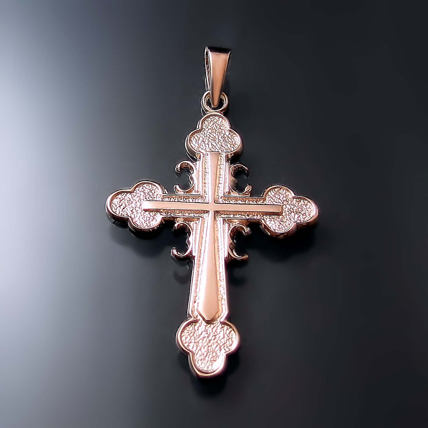 rose gold Serbian Orthodox cross