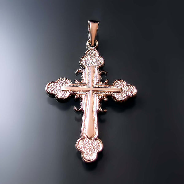 Serbian Orthodox Cross Pendant Necklace in Rose Gold | Zoran Designs