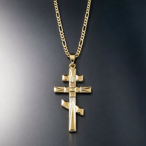 Russian Ukrainian Orthodox men's gold cross necklace