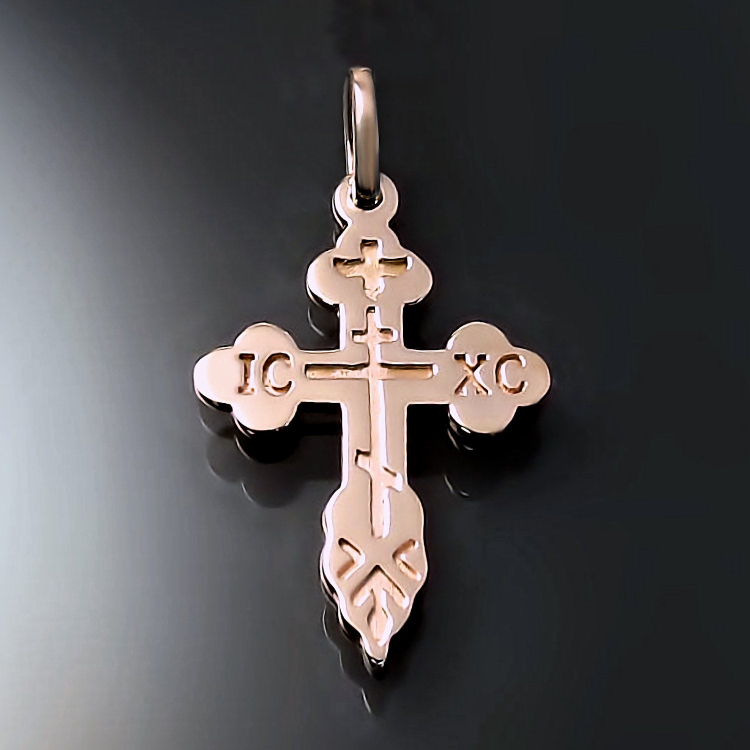 rose gold orthodox cross pendant