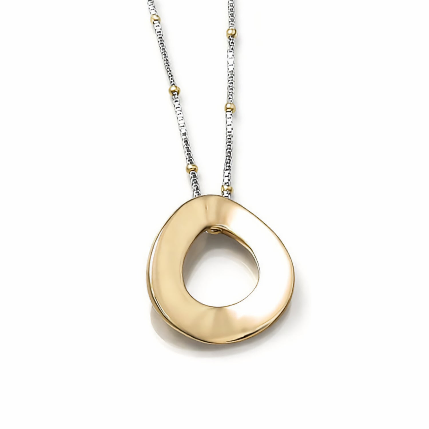 sculptural modern loop donut pendant yellow gold