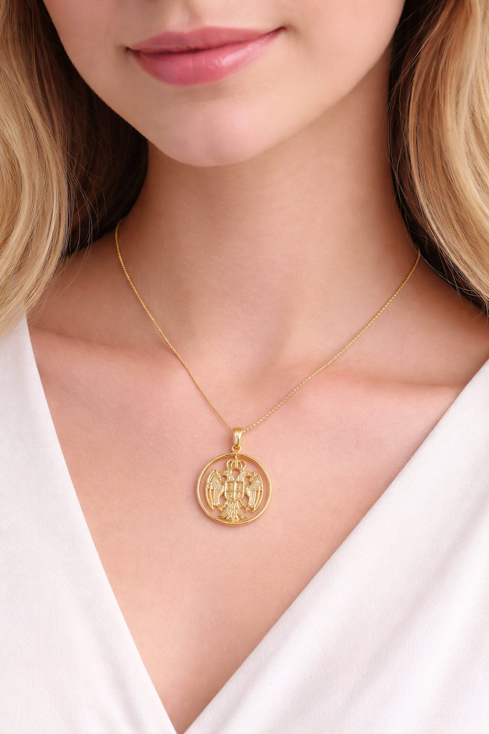Serbian gifts gold jewelry eagle pendants